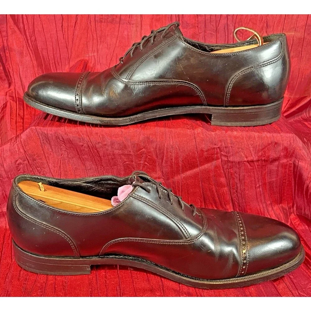 Mens Florsheim Black Leather Cap Toe Oxford Dress Shoes sa 11D